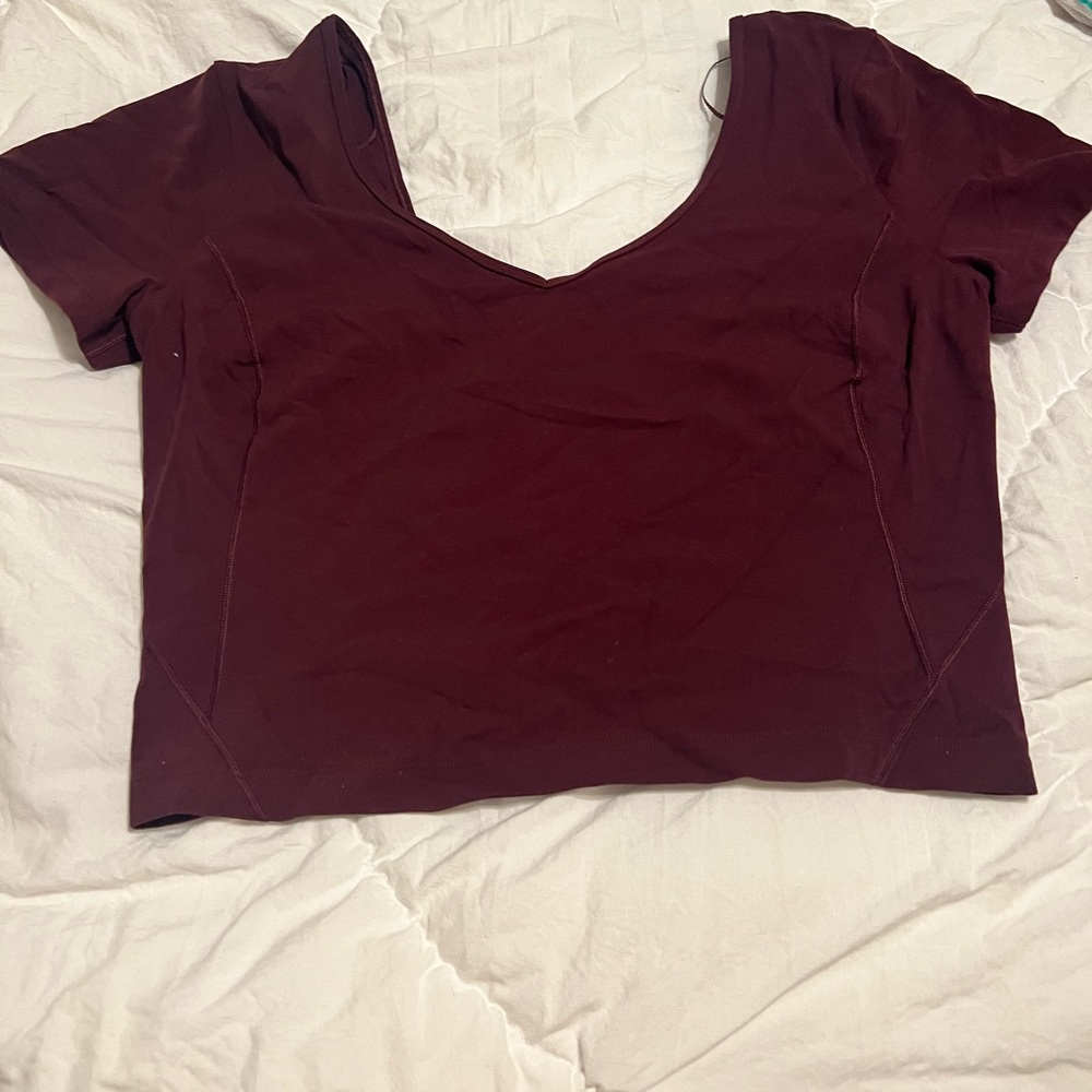 Lulu lemon Red Cropped Short Sleeve T-shirt